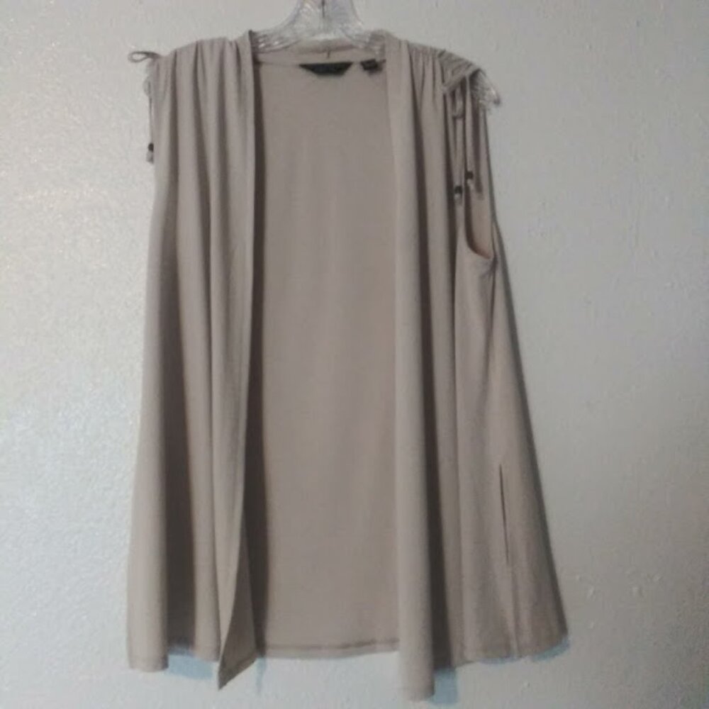 Susan Graver Every Day women's size S ivory liquid knit vest cardigan